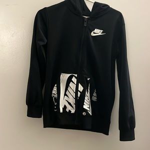 Boys zip up black Nike hoodie